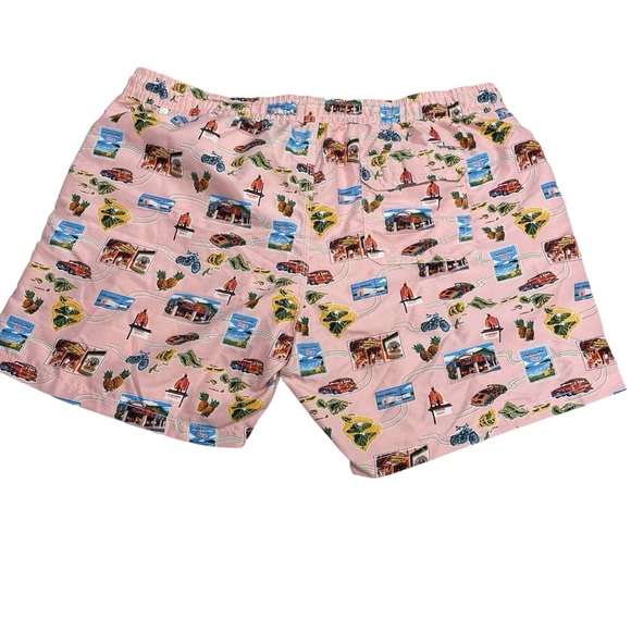 Blue Wave Mens 2XL Swim Trunks Shorts Lined Pockets Pink Hawaii Tourist New - Picture 5 of 7